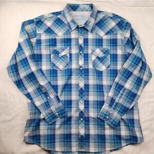 Wrangler Men's 20X Plaid Print Competition Advanced Comfort Long Sleeve 2XL XXL